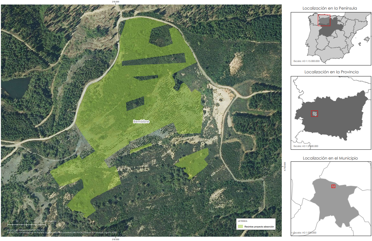 EUSPA BEMBI8 Reforestation of 9 ha old deserted cole mine with two species of pine trees near Leon, Spain